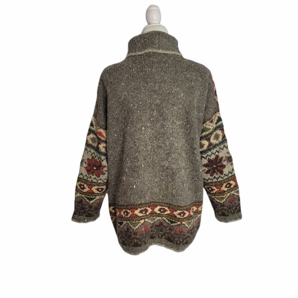 VINTAGE 90s Express fair‎ isle wool angora mohair turtleneck oversized sweater M - Picture 4 of 10